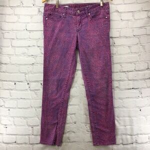 Gap 1969 Animal Print Jeans Womens Waist Size 29" Pink Purple Skinny Stretch